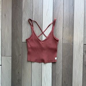 Vuori Rib Crop Tank In Terracota | Size: Medium
